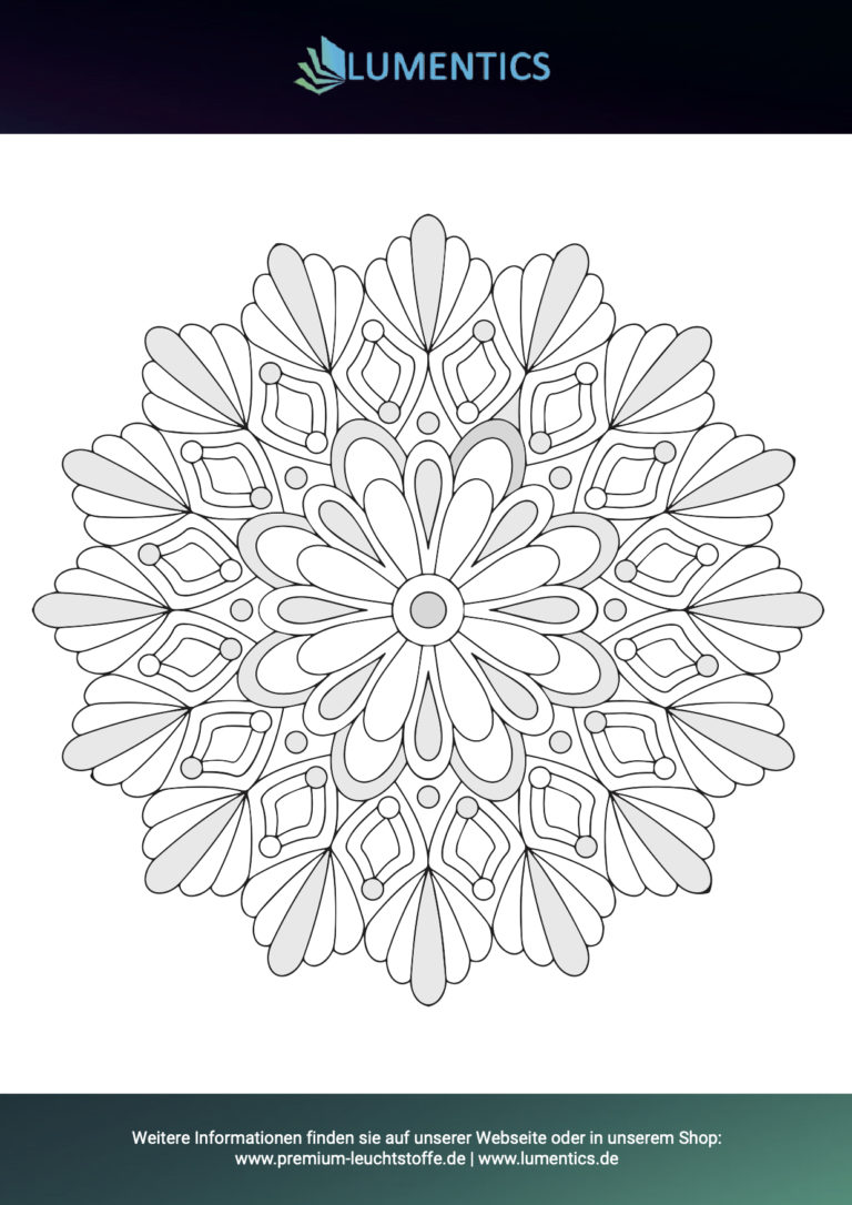 Mandala-Malvorlage für Erwachsene Nr. 1 zum Ausmalen mit Leuchtfarbe
