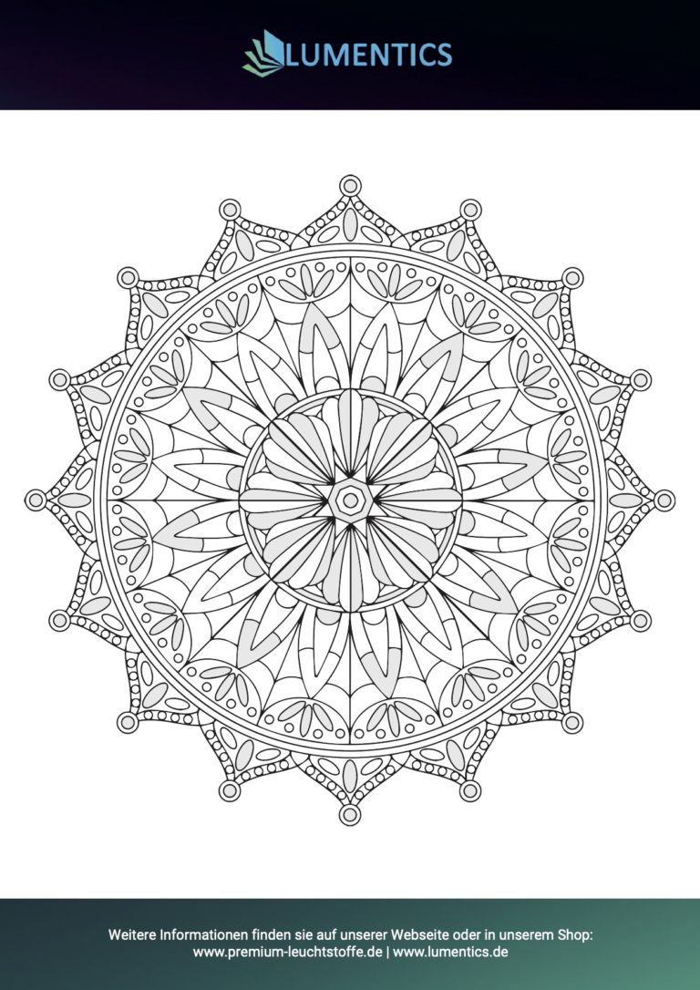 Mandala-Malvorlage für Erwachsene Nr. 2 zum Ausmalen mit Leuchtfarbe