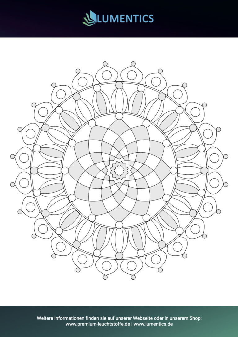 Mandala-Malvorlage für Erwachsene Nr. 3 zum Ausmalen mit Leuchtfarbe