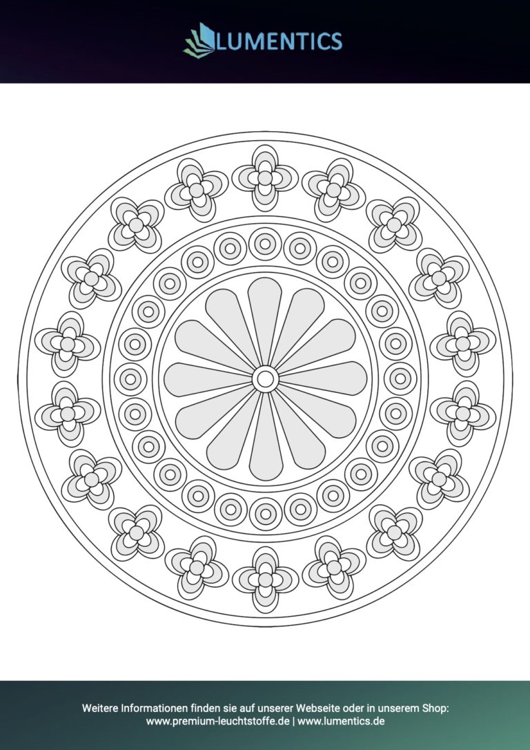 Mandala-Malvorlage für Erwachsene Nr. 5 zum Ausmalen mit Leuchtfarbe