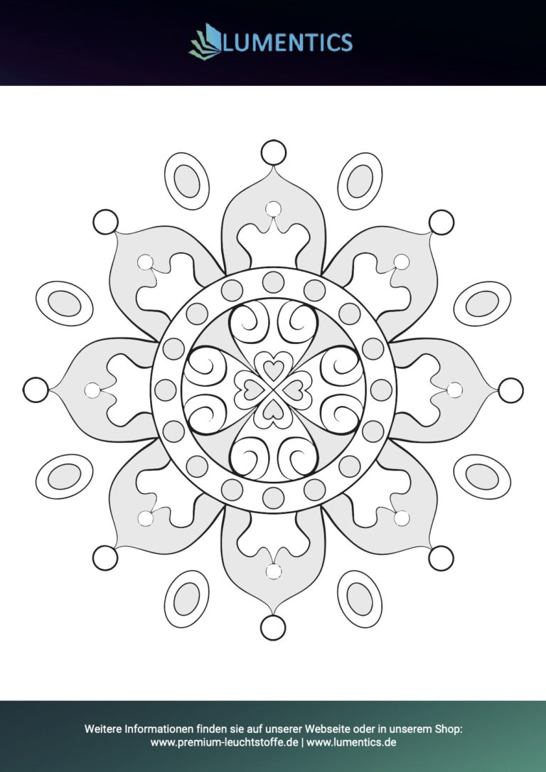 Mandala-Malvorlage für Erwachsene Nr. 6 zum Ausmalen mit Leuchtfarbe