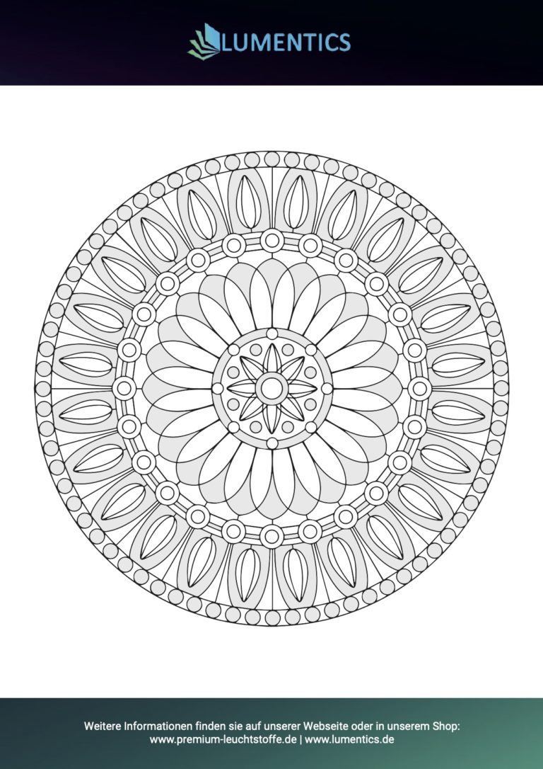 Mandala-Malvorlage für Erwachsene Nr. 7 zum Ausmalen mit Leuchtfarbe