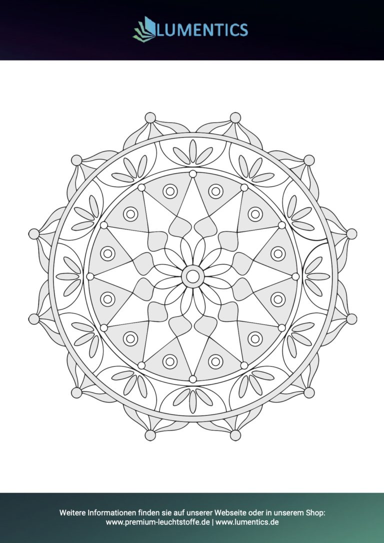 Mandala-Malvorlage für Erwachsene Nr. 9 zum Ausmalen mit Leuchtfarbe