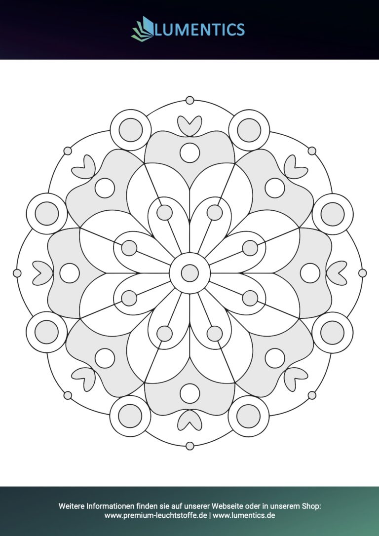 Mandala-Malvorlage für Erwachsene Nr. 15 zum Ausmalen mit Leuchtfarbe