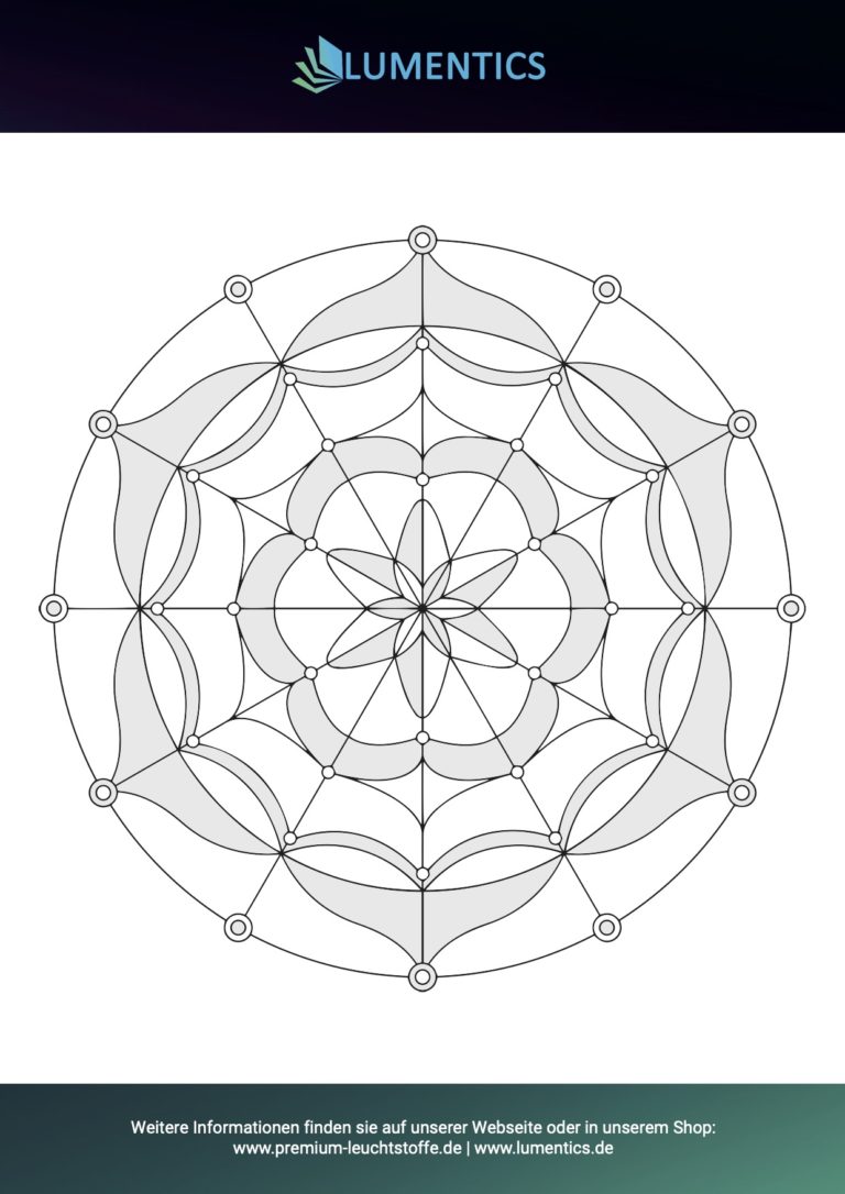 Mandala-Malvorlage für Erwachsene Nr. 16 zum Ausmalen mit Leuchtfarbe