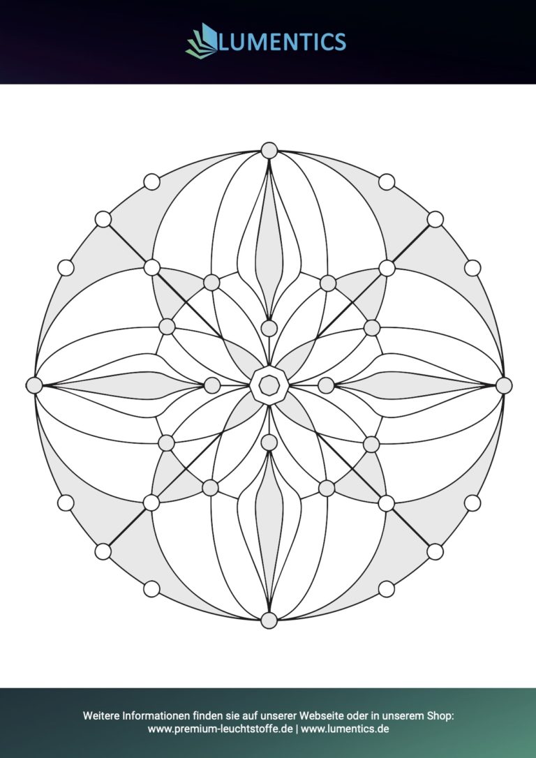 Mandala-Malvorlage für Erwachsene Nr. 17 zum Ausmalen mit Leuchtfarbe