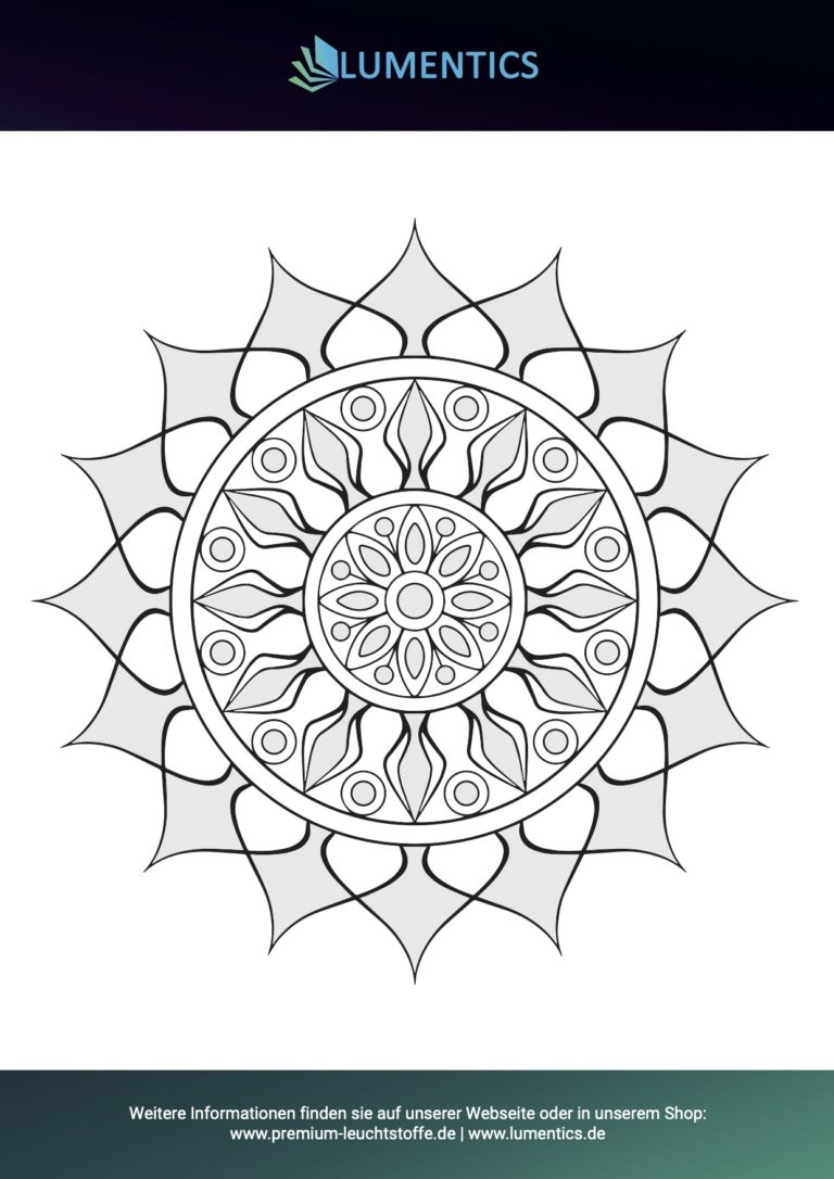 Mandala-Malvorlage für Erwachsene Nr. 20 zum Ausmalen mit Leuchtfarbe