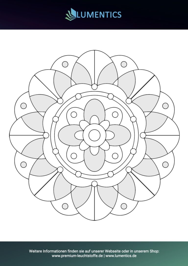 Einfache Mandala-Malvorlage für Senioren Nr. 9 zum Ausmalen mit Leuchtfarbe