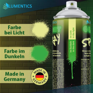 lumentics Leuchtspray Gelb-Grün: Farbe bei Licht und im Dunkeln, Made in Germany