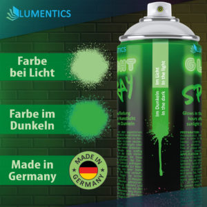 lumentics Leuchtspray Grün-Grün: Farbe bei Licht und im Dunkeln, Made in Germany