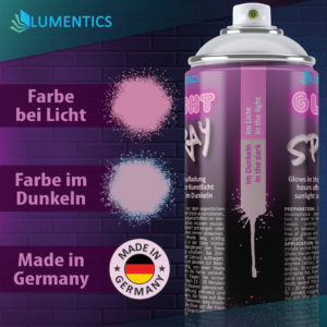 lumentics Leuchtspray Pink-Pink: Farbe bei Licht und im Dunkeln, Made in Germany