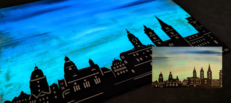 Leuchtende Altenburger Skyline als Malvorlage – Vorschau zum Malabend