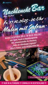 Plakat NachleuchtBar am 17.10.2025: Malen mit Safran in Altenburg